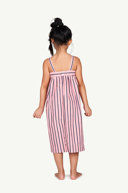 Girls Pink Stripe Cotton Dress