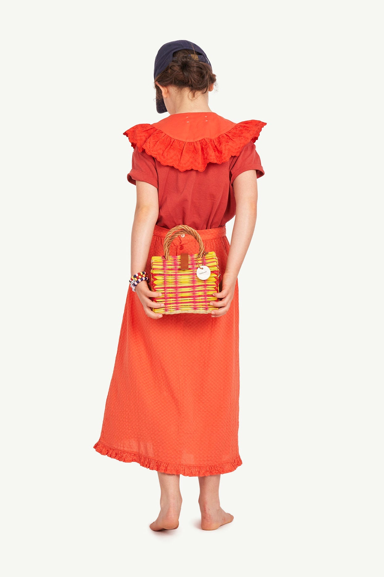 女童红色可拆卸衣领