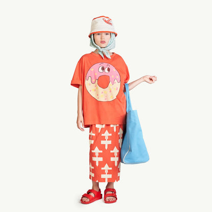 女童红色图形棉短裙