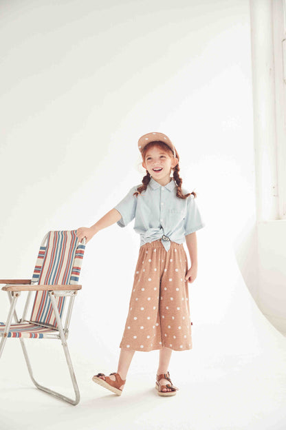 儿童蓝色Logo棉衬衫