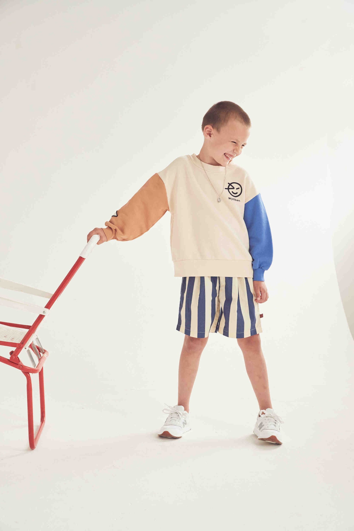 男童藏青色条纹棉短裤