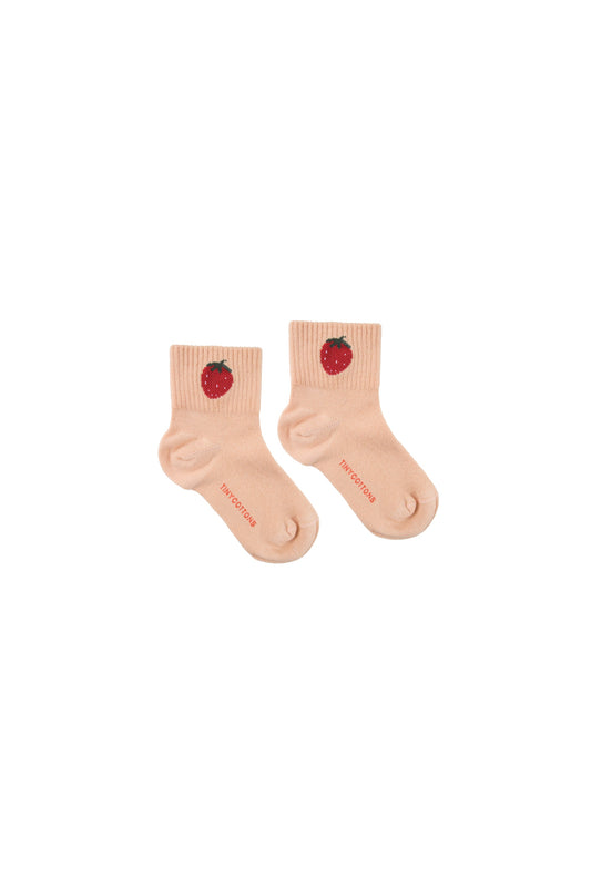 Girls Light Nude Strawberry Cotton Socks