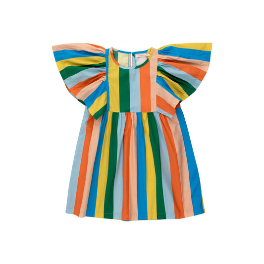 女童彩色条纹棉连衣裙