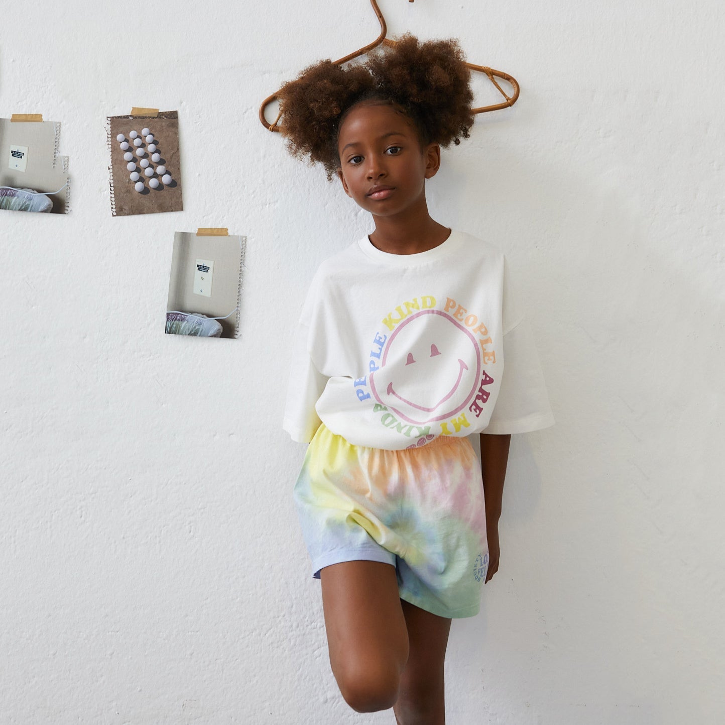 女童白色印花棉T恤