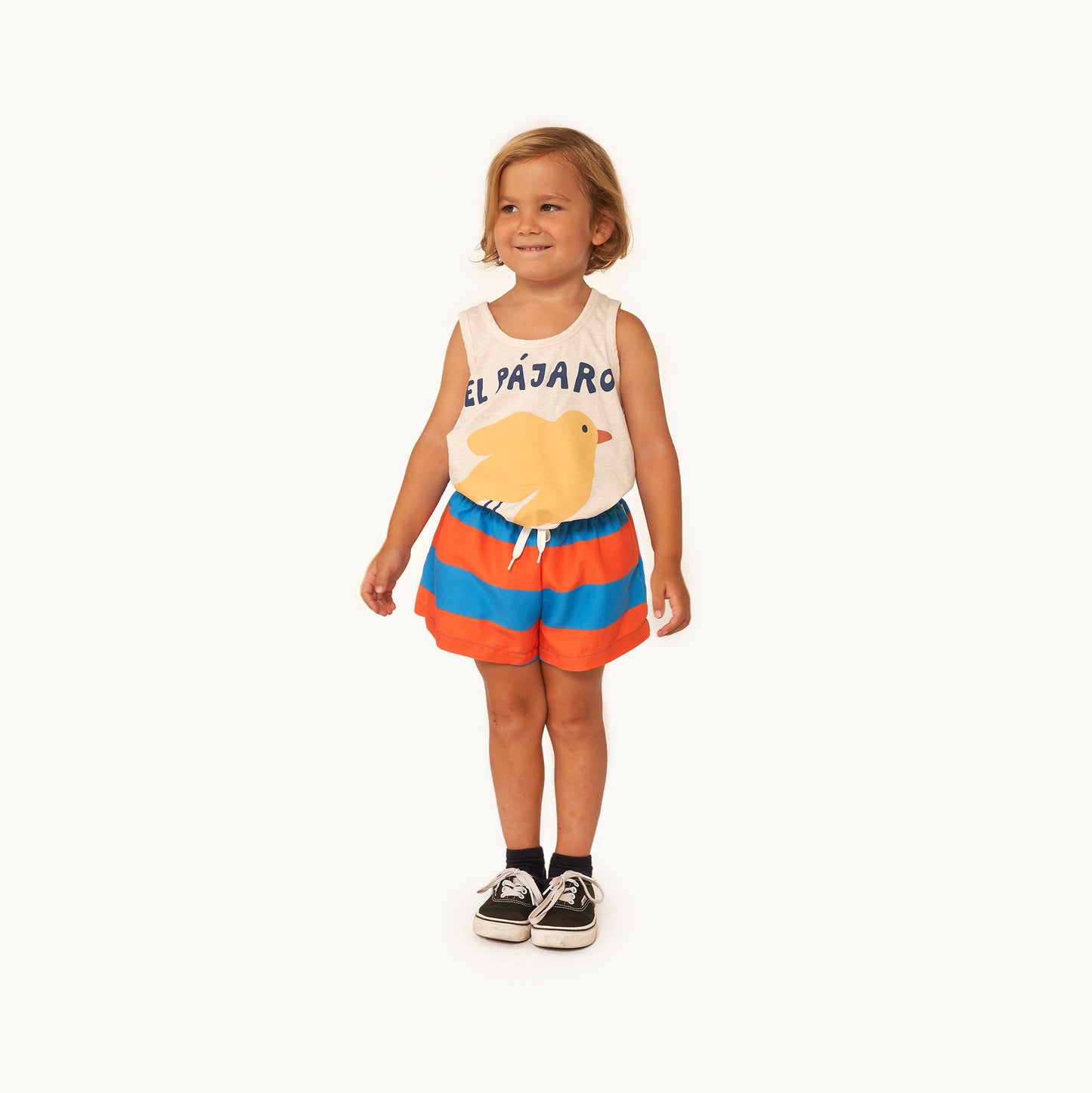 儿童白色印花棉背心