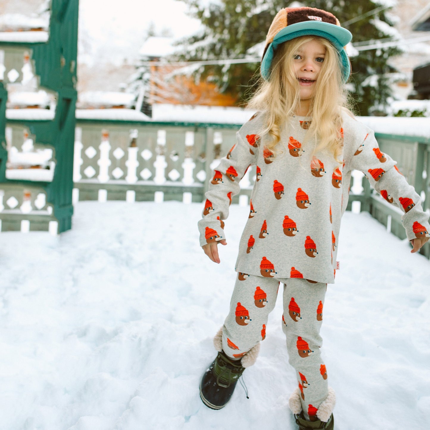 儿童灰色印花棉T恤