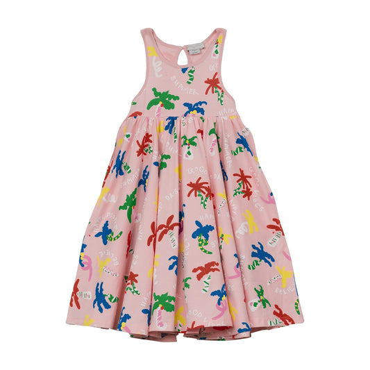 女童粉色印花棉连衣裙