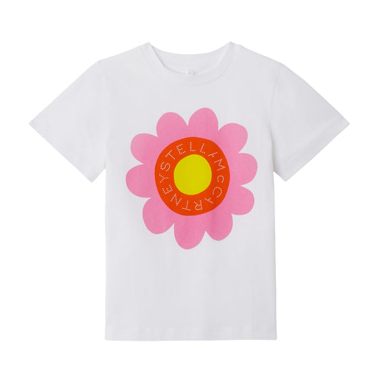 女童白色Logo棉T恤