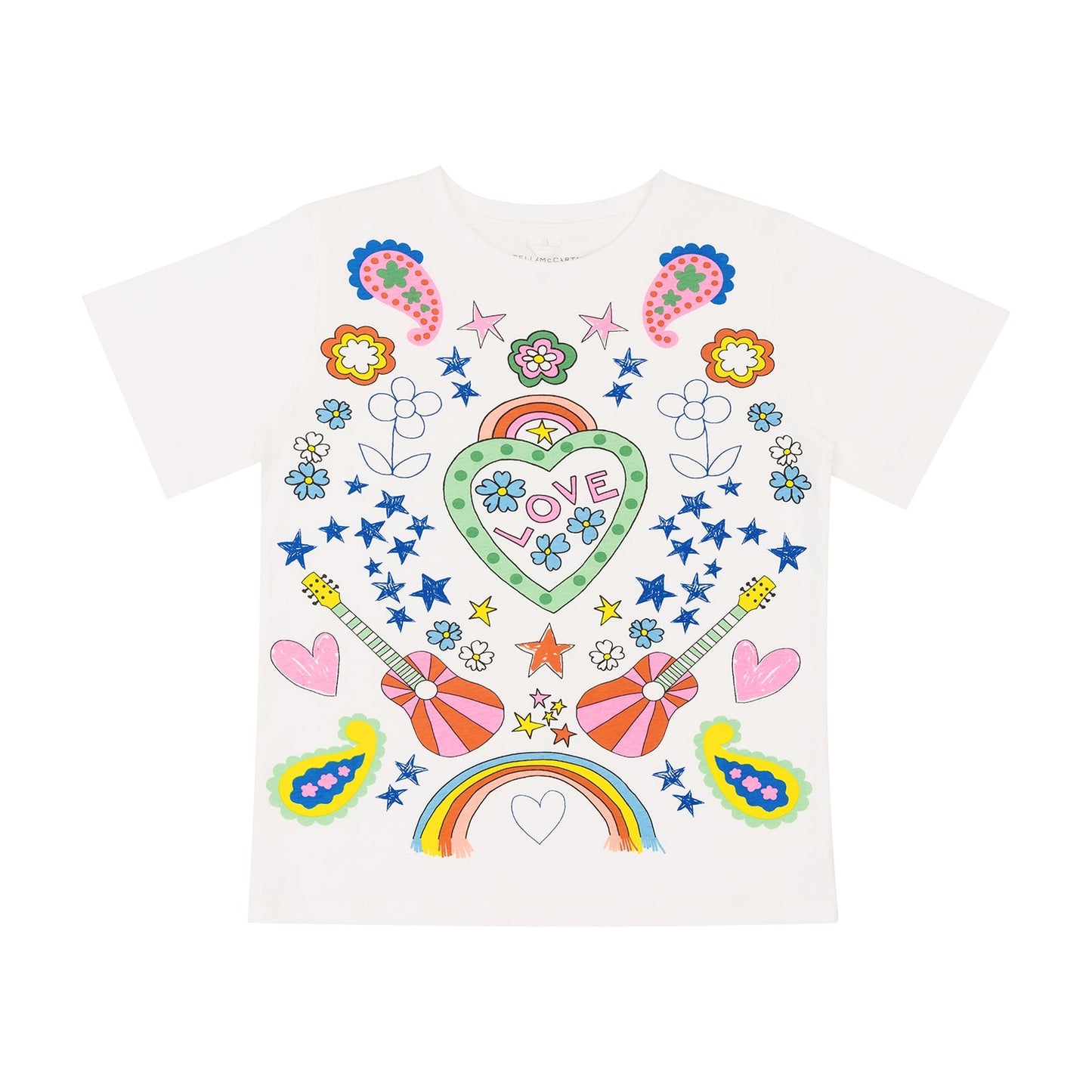 女童白色印花棉T恤