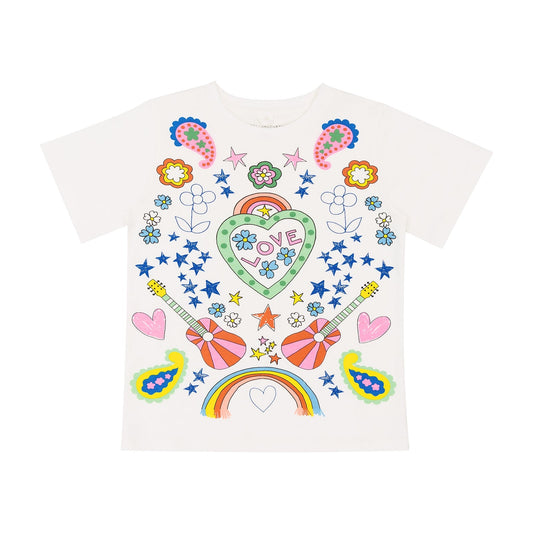 女童白色印花棉T恤
