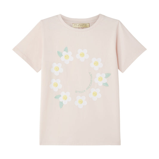 女童粉色印花棉T恤