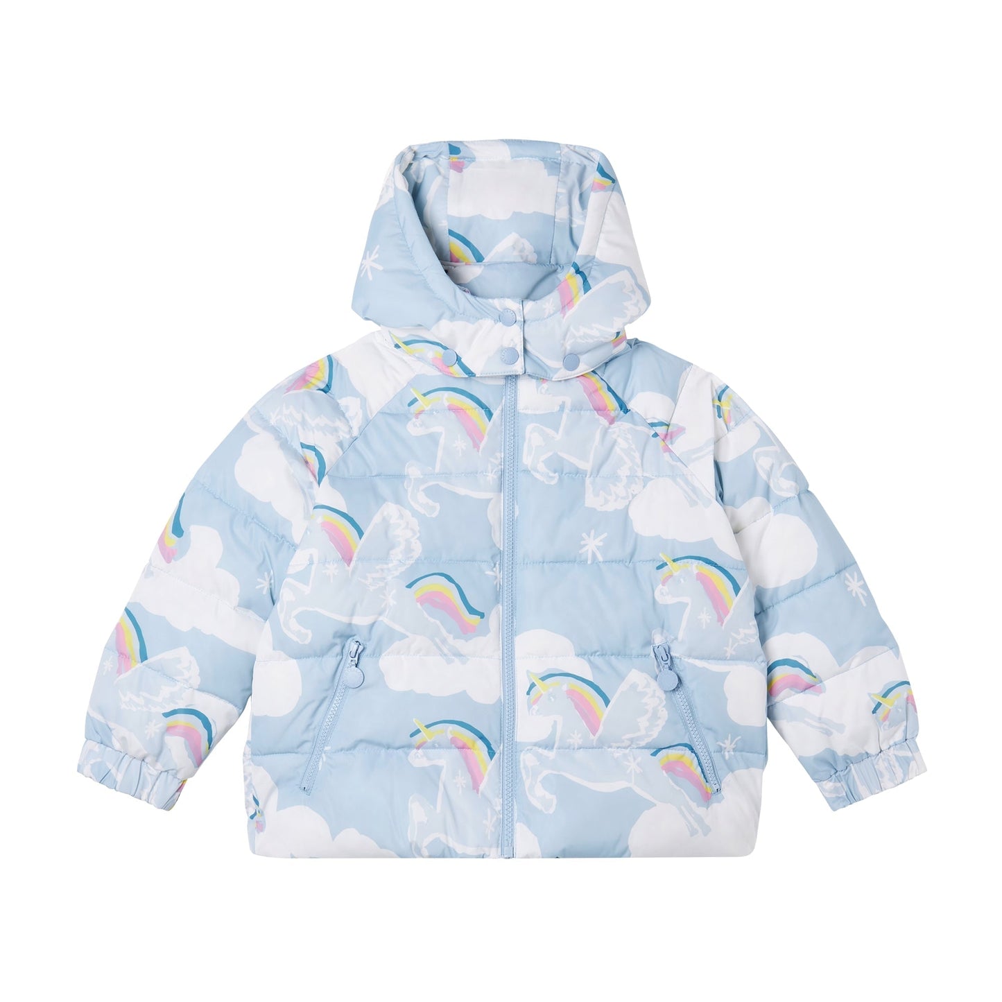 女童蓝色印花棉服