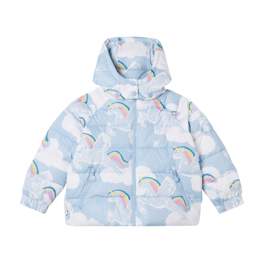 女童蓝色印花棉服