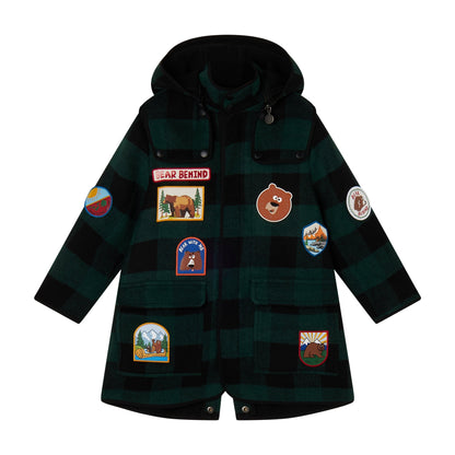 儿童绿色格子外套