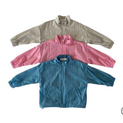 儿童粉色拉链夹克