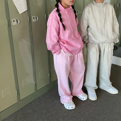 儿童粉色拉链夹克