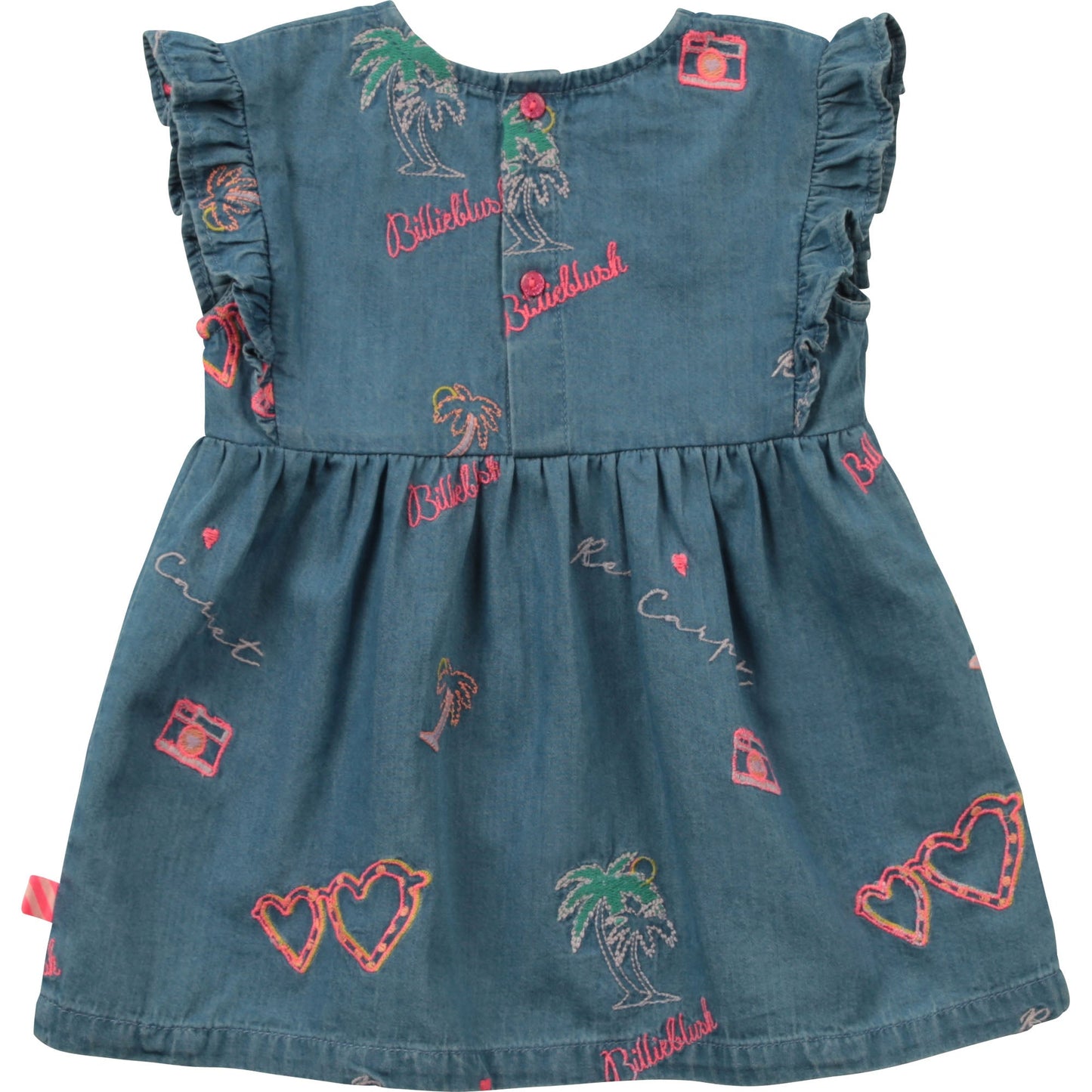 女婴蓝色刺绣牛仔连衣裙