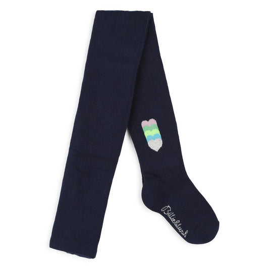 女童藏青色Logo连裤袜