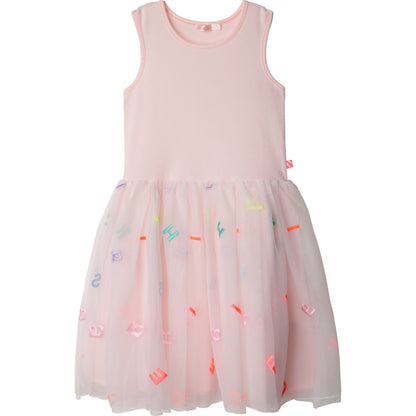 Girls Pink Embroidered Tulle Dress