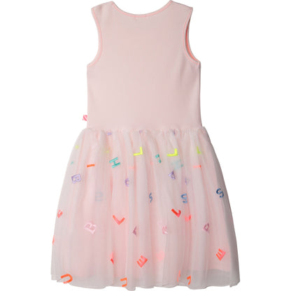Girls Pink Embroidered Tulle Dress