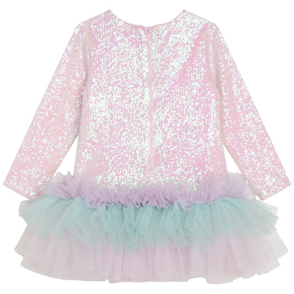女童粉色闪光连衣裙
