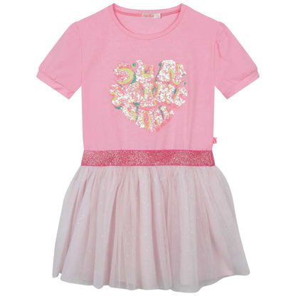 女童粉色闪光连衣裙
