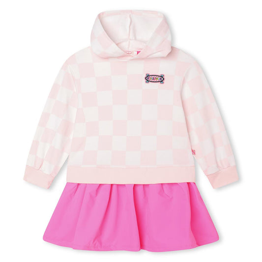女童粉色格子连衣裙