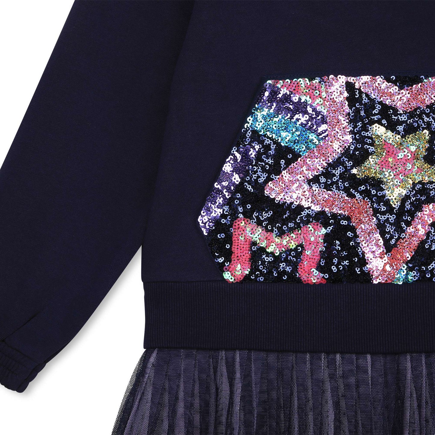 女童蓝色亮片棉连衣裙