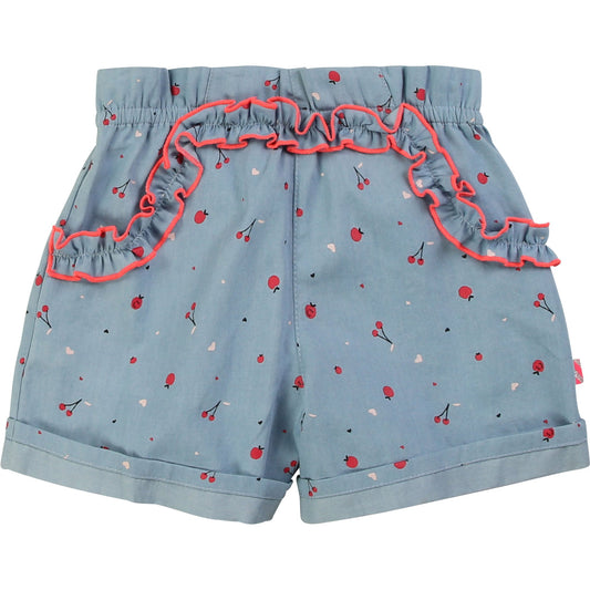 Girls Blue Frill Cotton Shorts