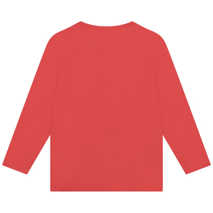 女童红色亮片棉T恤