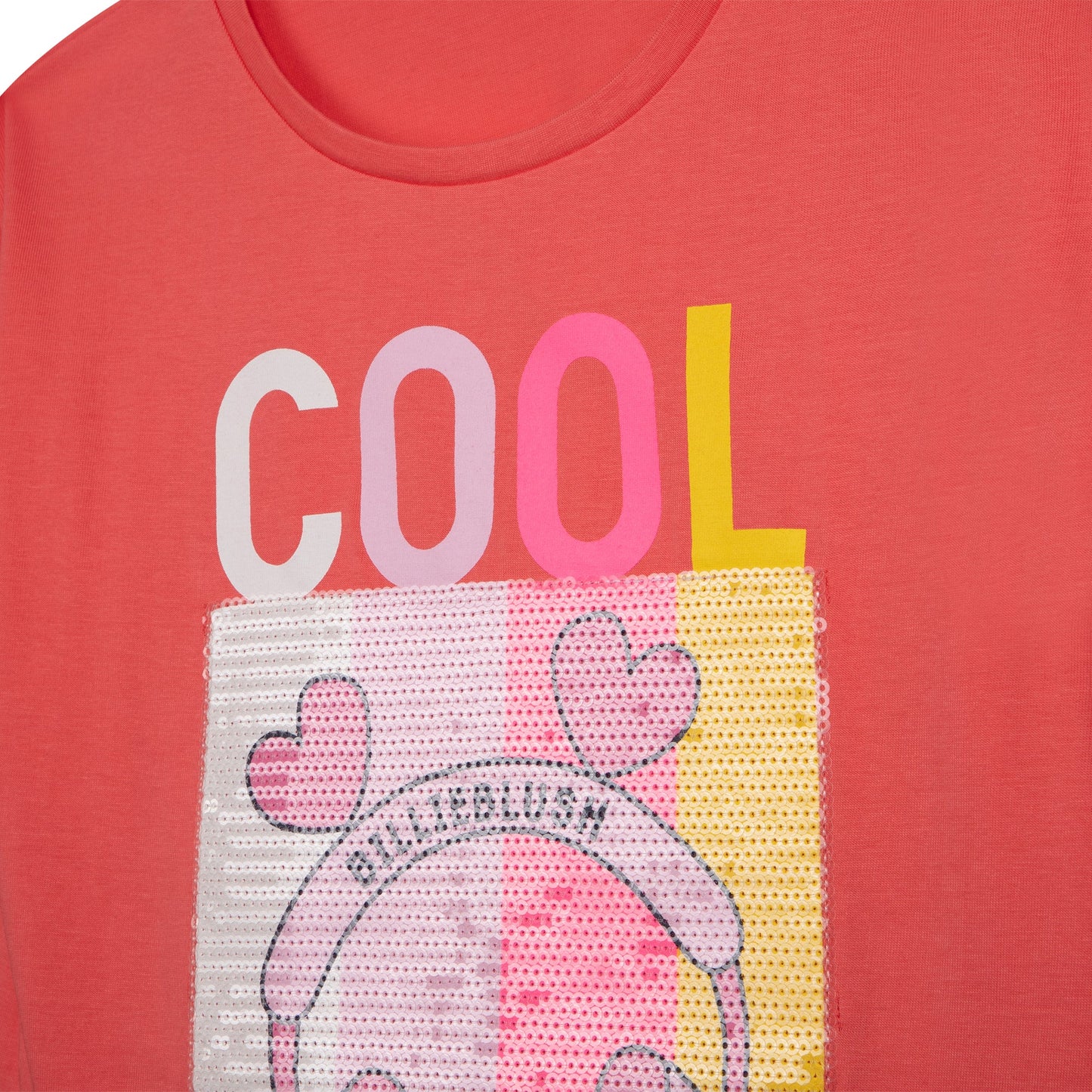 女童红色亮片棉T恤