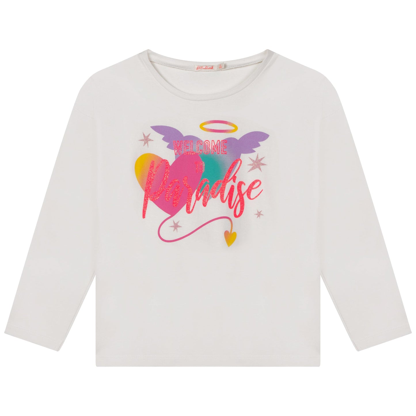 女童白色印花棉T恤