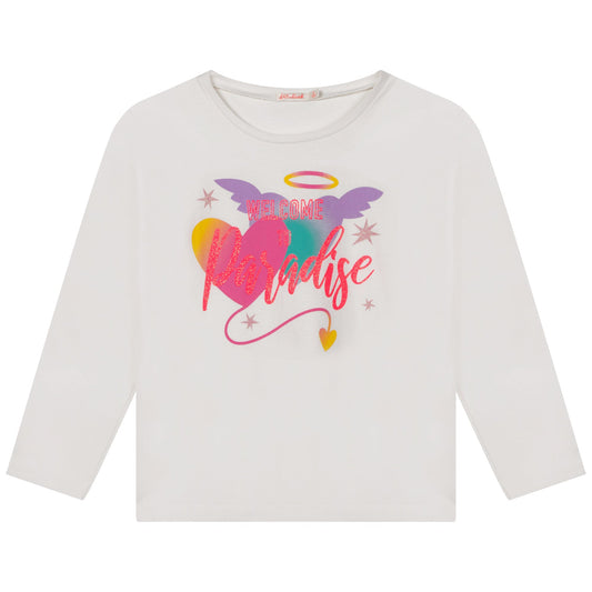 女童白色印花棉T恤