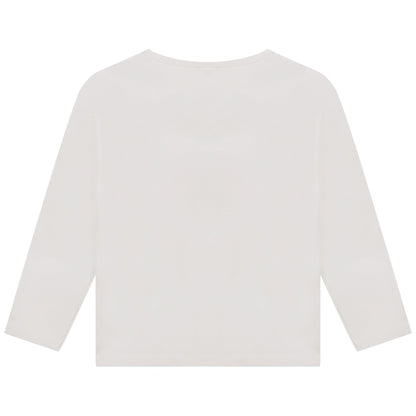 女童白色印花棉T恤