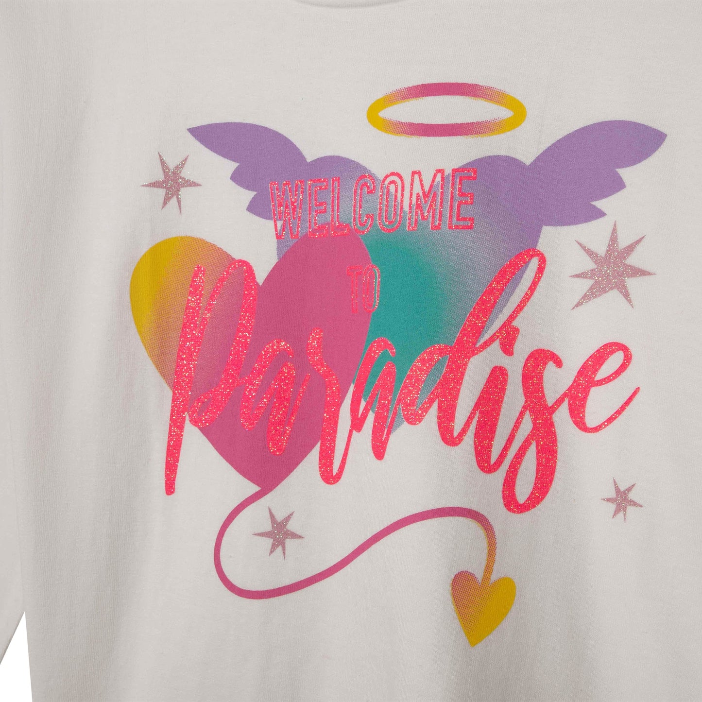 女童白色印花棉T恤