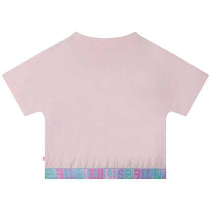 女童浅粉色Logo T恤