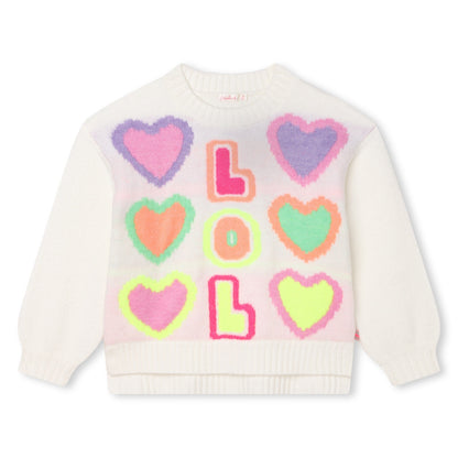 女童白色心形毛衣