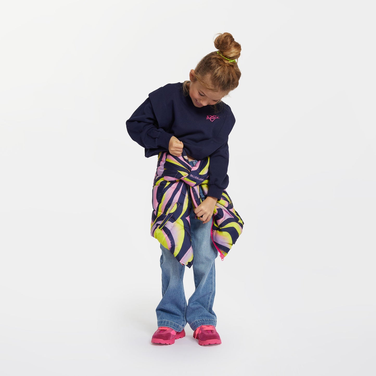 女童蓝色印花棉卫衣