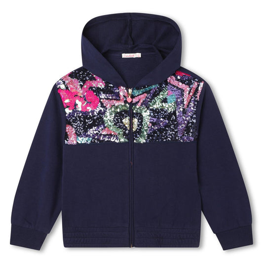 女童蓝色亮片拉链上衣