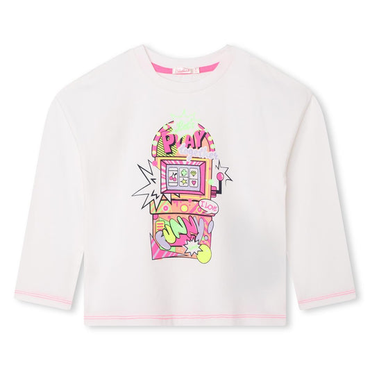 女童米色印花T恤