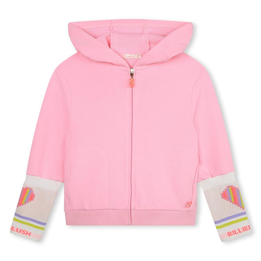 女童粉色拉链上衣