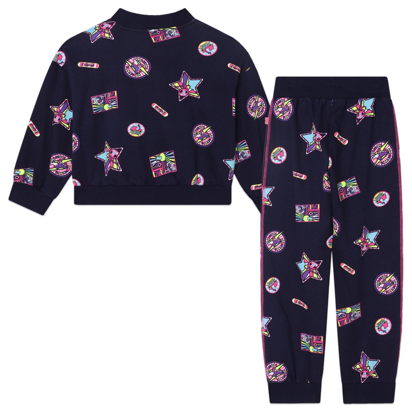 女童蓝色印花棉套装