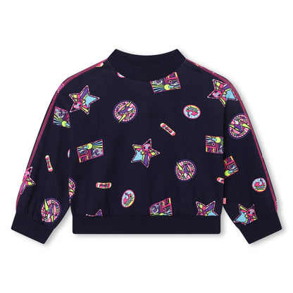 女童蓝色印花棉套装