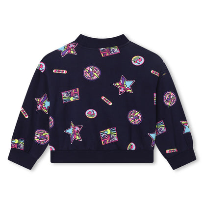 女童蓝色印花棉套装