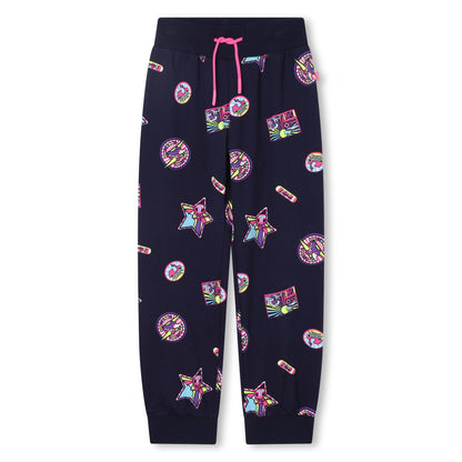 女童蓝色印花棉套装