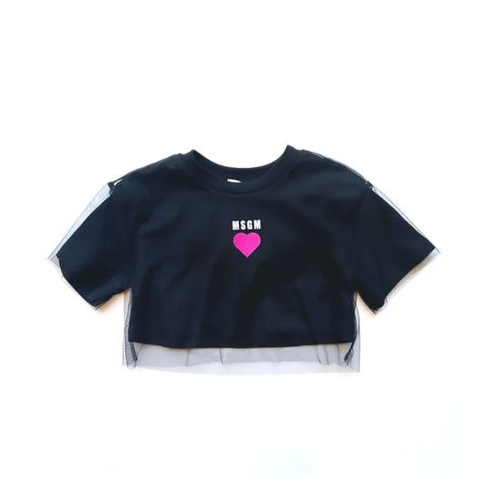 女童黑色Logo棉T恤