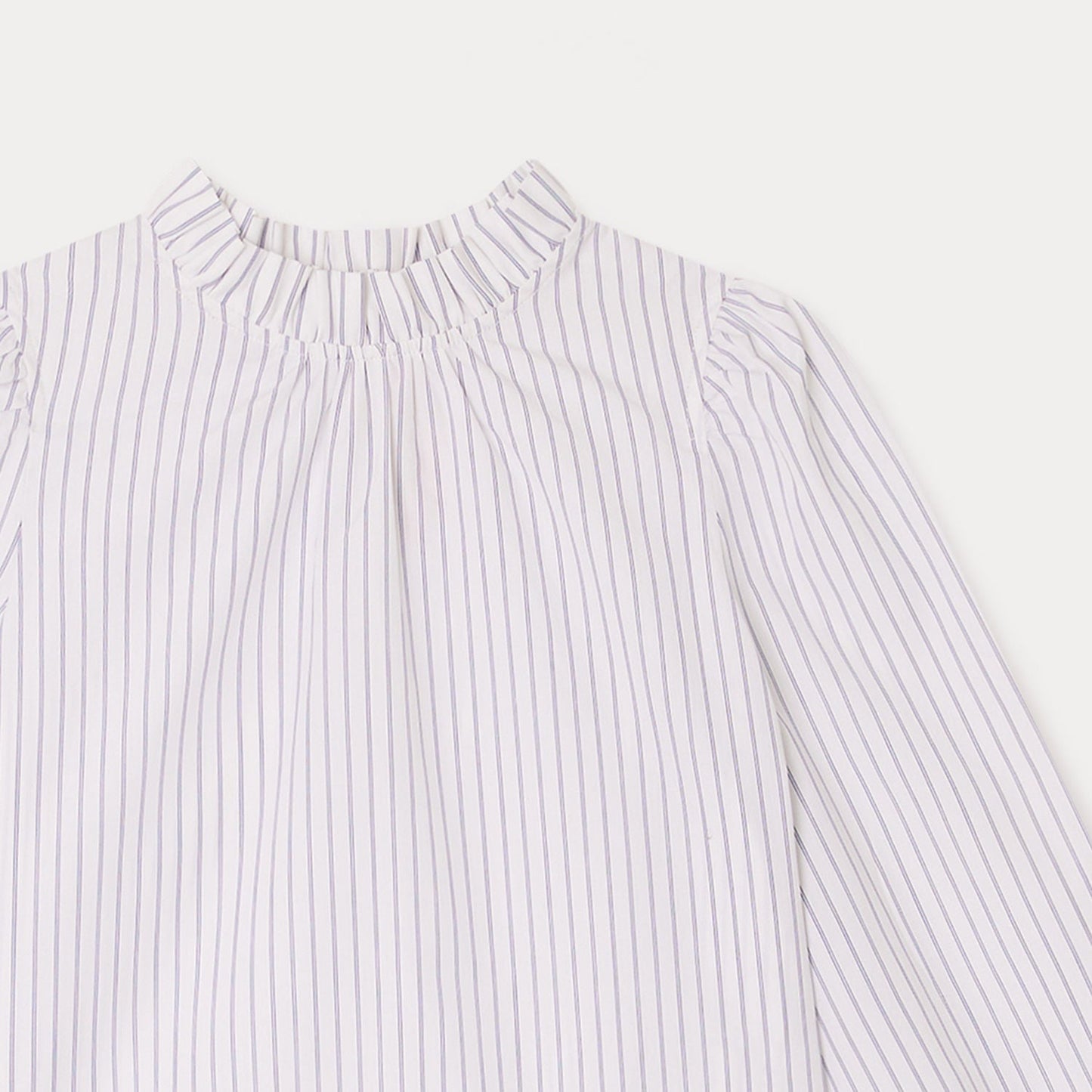 女童白色条纹棉衬衫