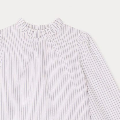 女童白色条纹棉衬衫