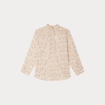 女童粉色碎花棉衬衫