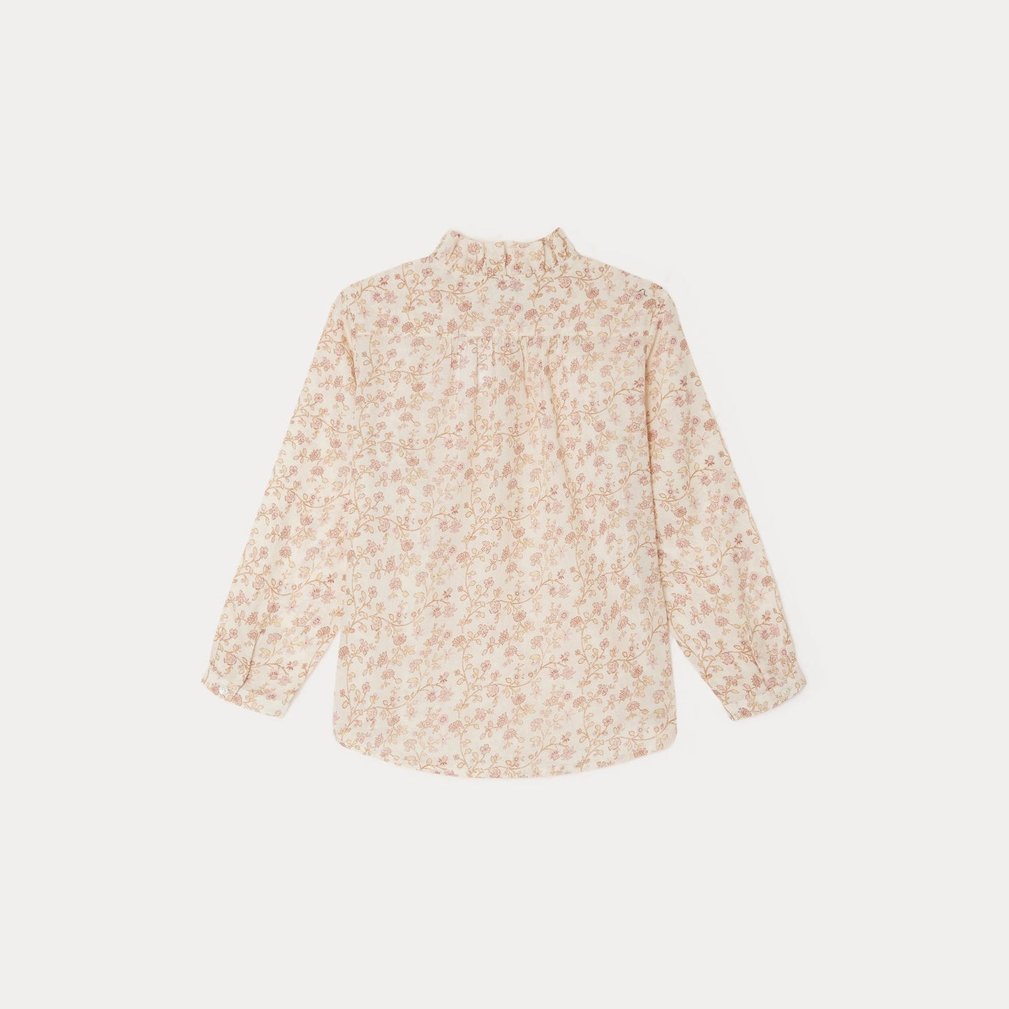 女童粉色碎花棉衬衫